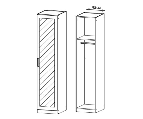 Rivera Single Door Mirrored Wardrobe