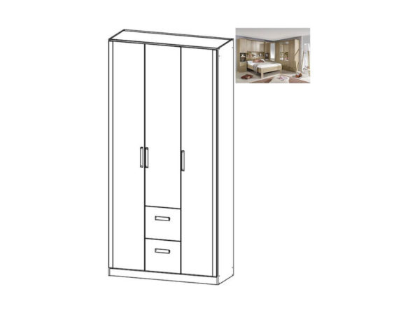 Rivera Hinged 3 Door Wardrobe w/ Drawers