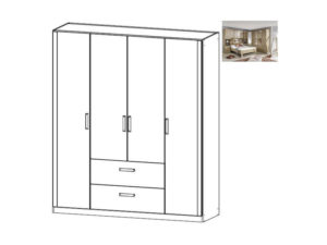 Rivera 4 Door Wardrobe with 2 Drawers