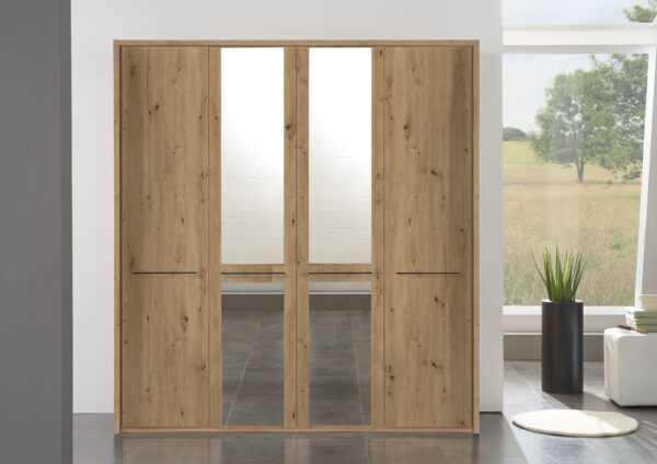Dakar 2 Wooden and Mirrored Wardrobe