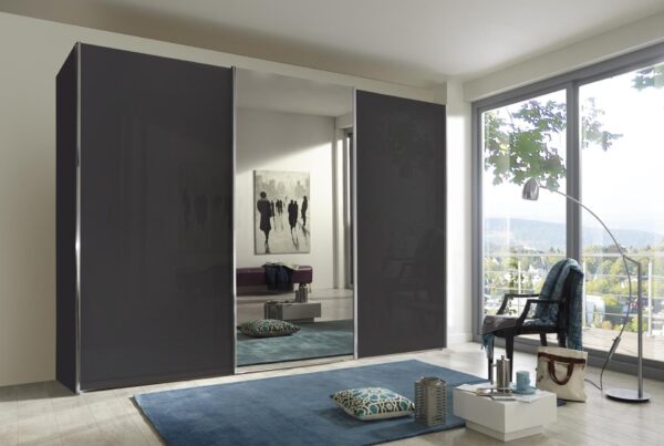 Miami Plus Wooden and Mirrored Wardrobe