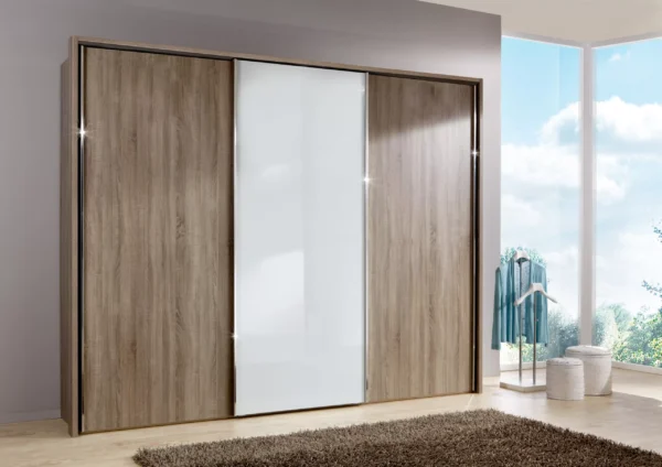 Miami Plus Wooden and Mirrored Wardrobe