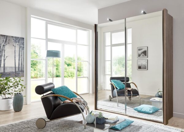 Miami Plus Wooden and Mirrored Wardrobe