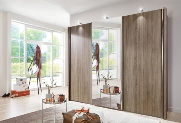 Miami Plus Wooden and Mirrored Wardrobe