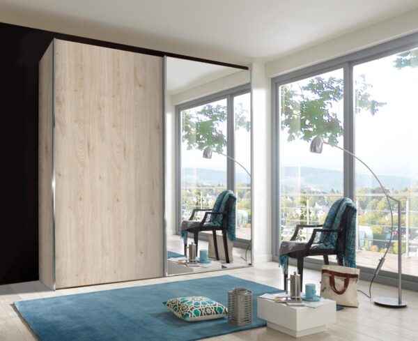 Miami Plus Wooden and Mirrored Wardrobe