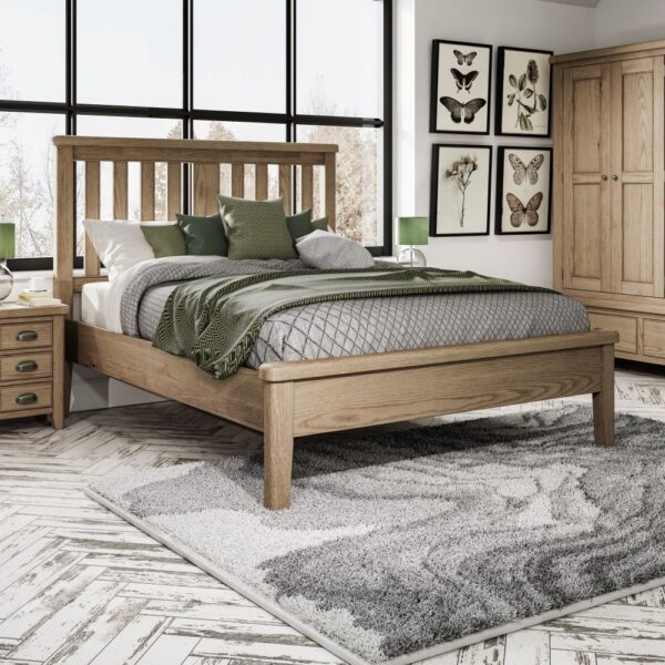 Horton Slatted Headboard Oak Bed Frame